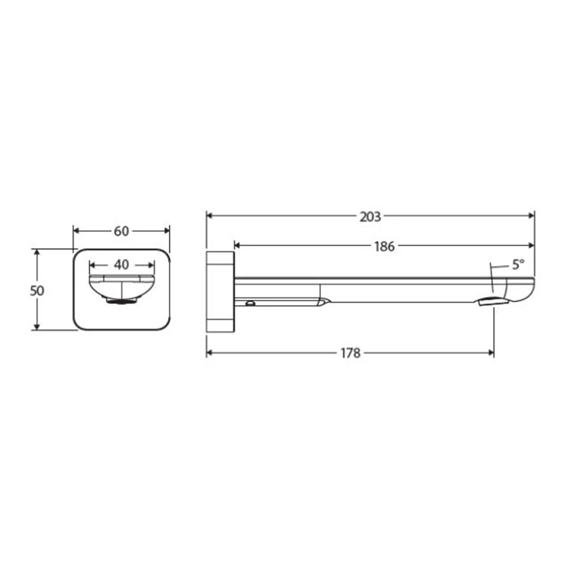 Empire Slim 180mm Square Wall Basin Spout