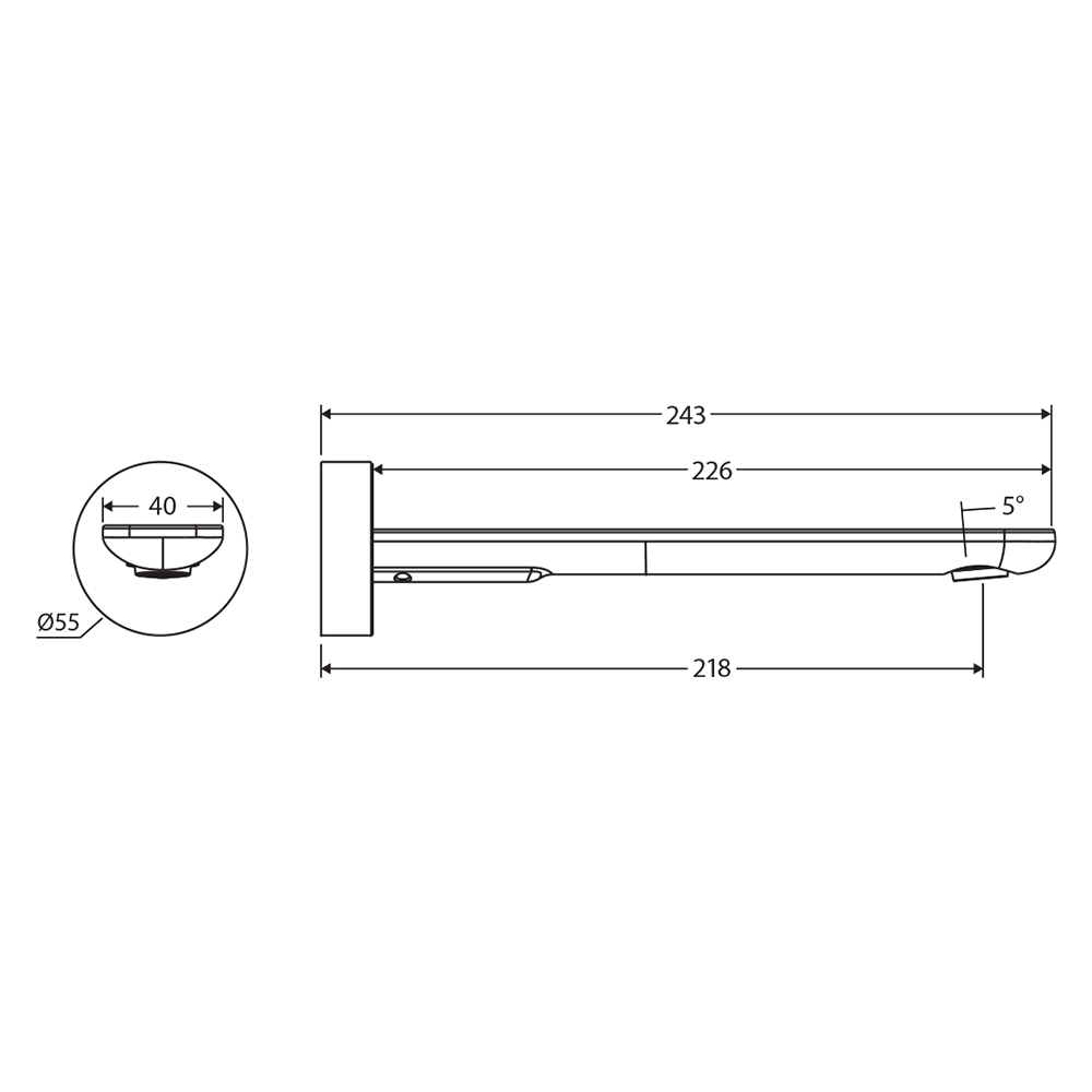 Empire Slim 220mm Round Wall Basin Spout