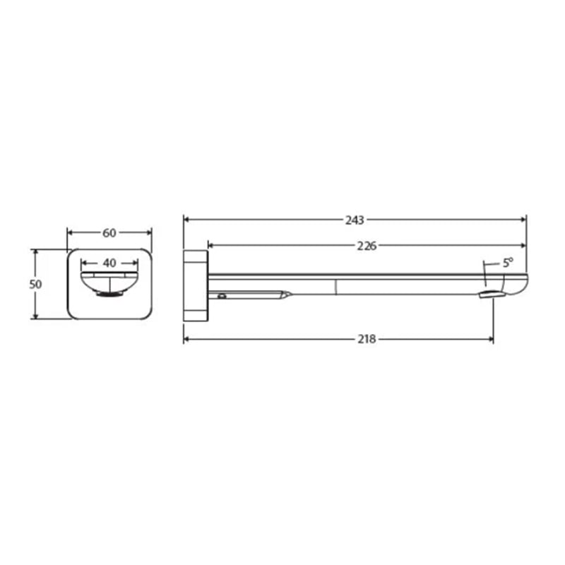 Empire Slim 220mm Square Wall Basin Spout