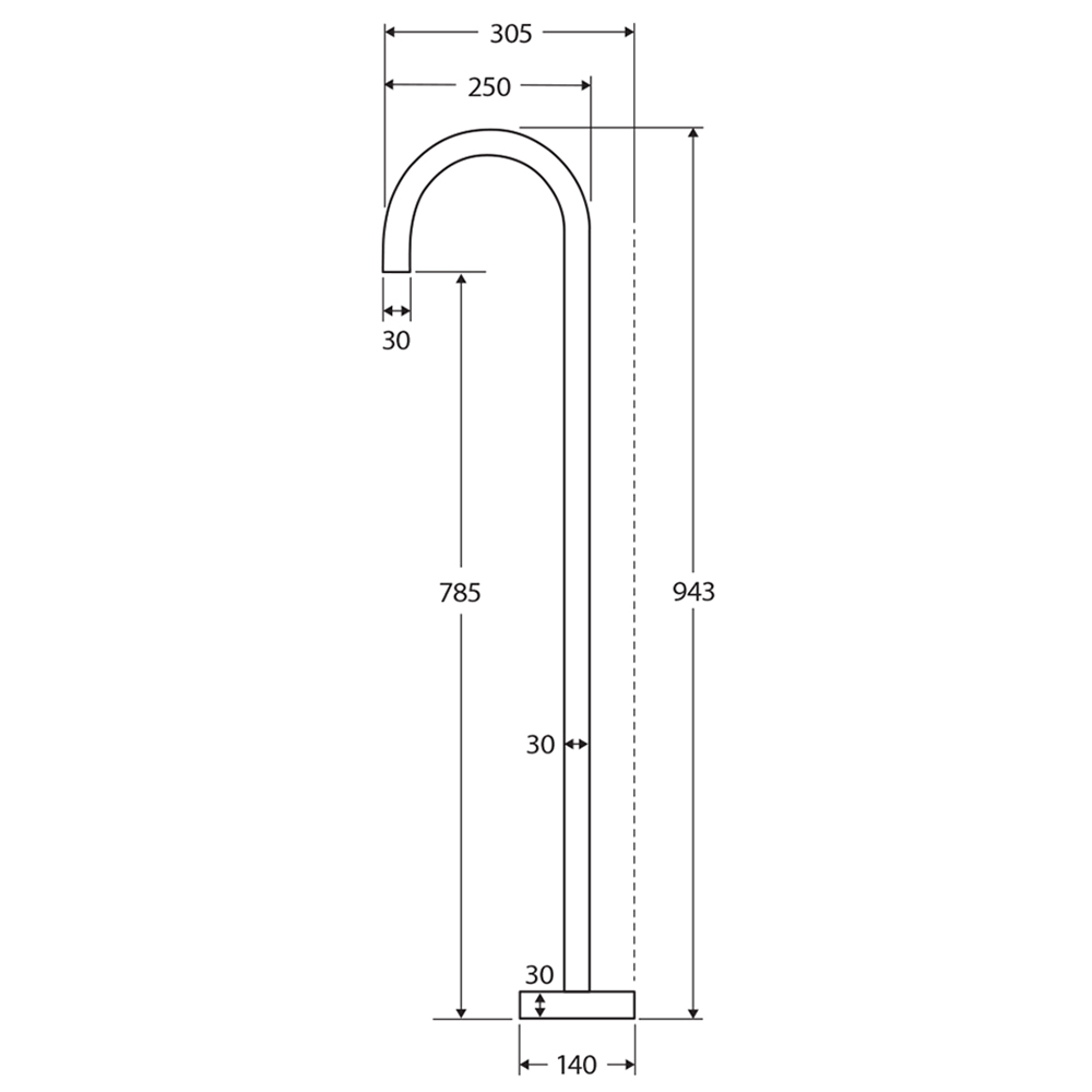 Kaya Gooseneck Floor Mounted Bath Spout