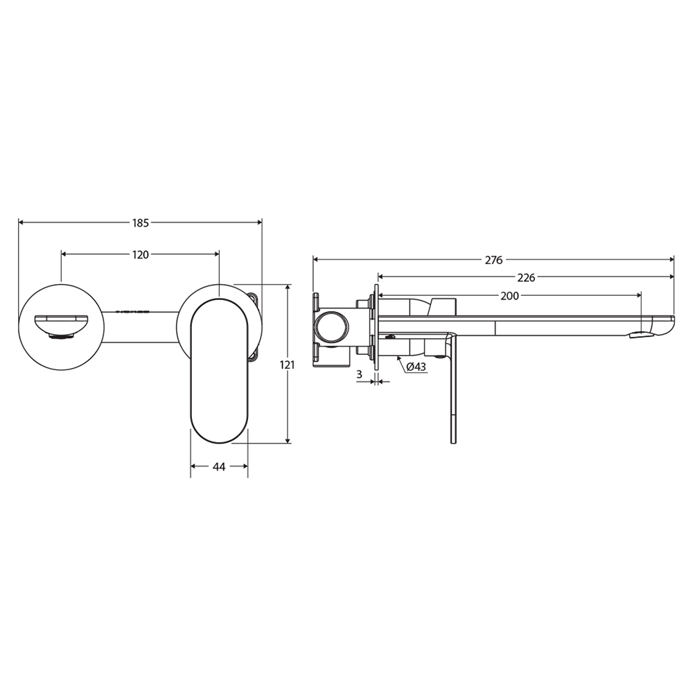 Empire Slim 200mm Bath/Basin Wall Mixer Set