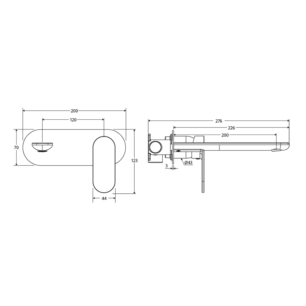 Empire Slim 200 Bath/Basin Wall Mixer Set