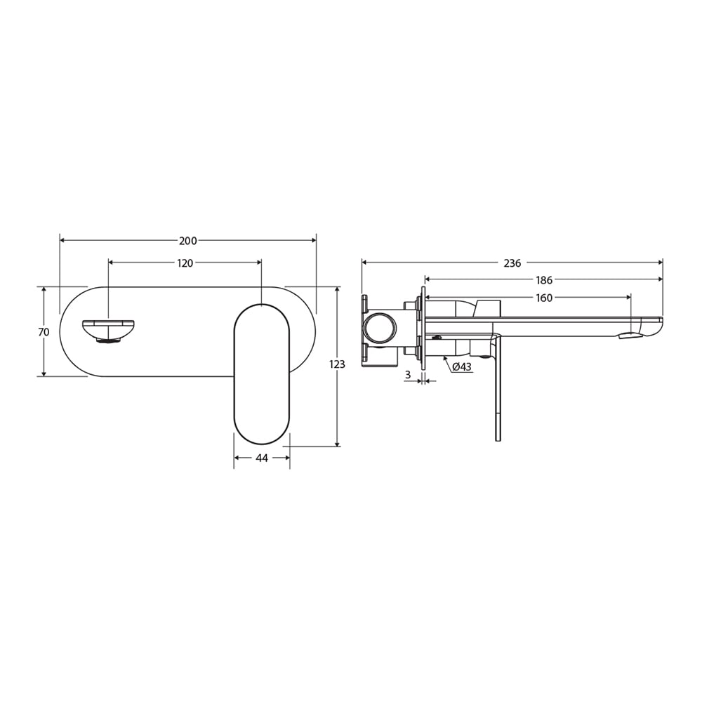 Empire Slim 160mm Bath/Basin Wall Mixer Set