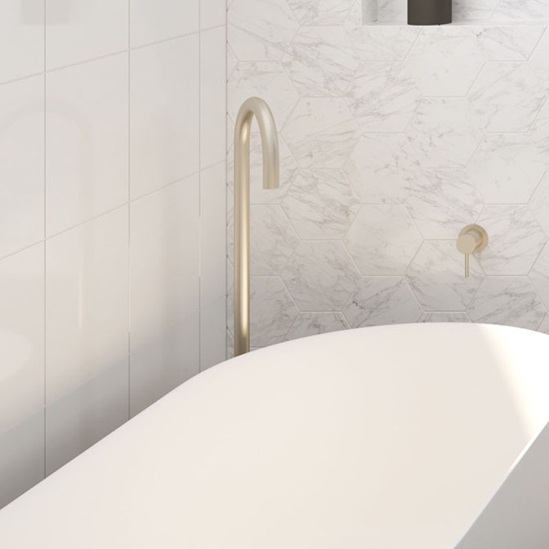Kaya Gooseneck Floor Mounted Bath Spout