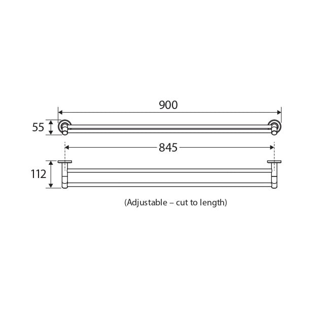 Kaya 900mm Double Towel Rail