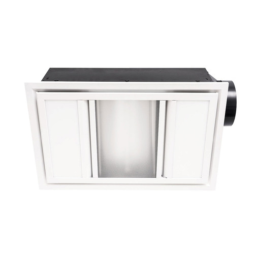 White Domino 2 LED Exhaust Fan with Linear Heat Lamp