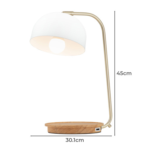 45cm Spessore Rubberwood USB Table Lamp