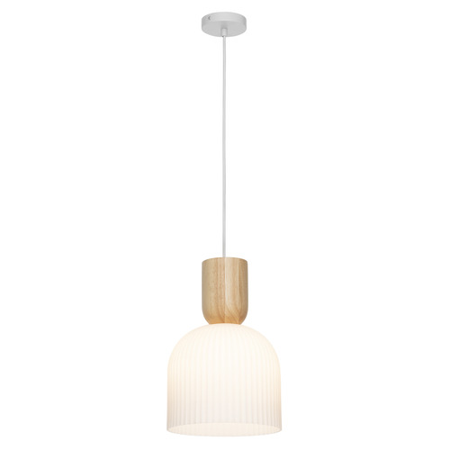 Madison White Timber & Glass Pendant Light