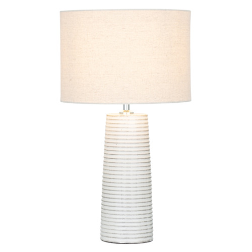 Roche White Ceramic & Linen Table Lamp