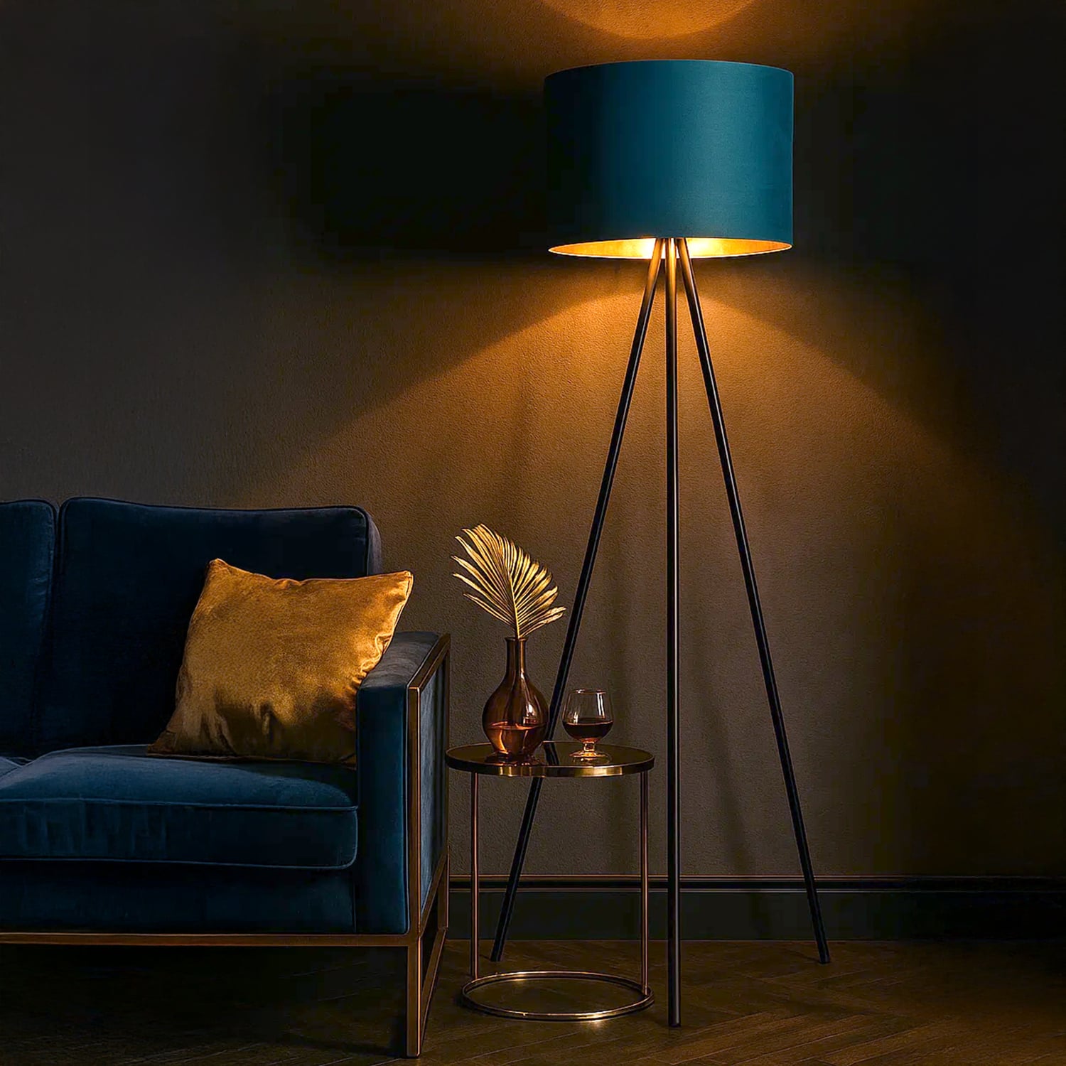 Reno Iron & Velvet Floor Lamp