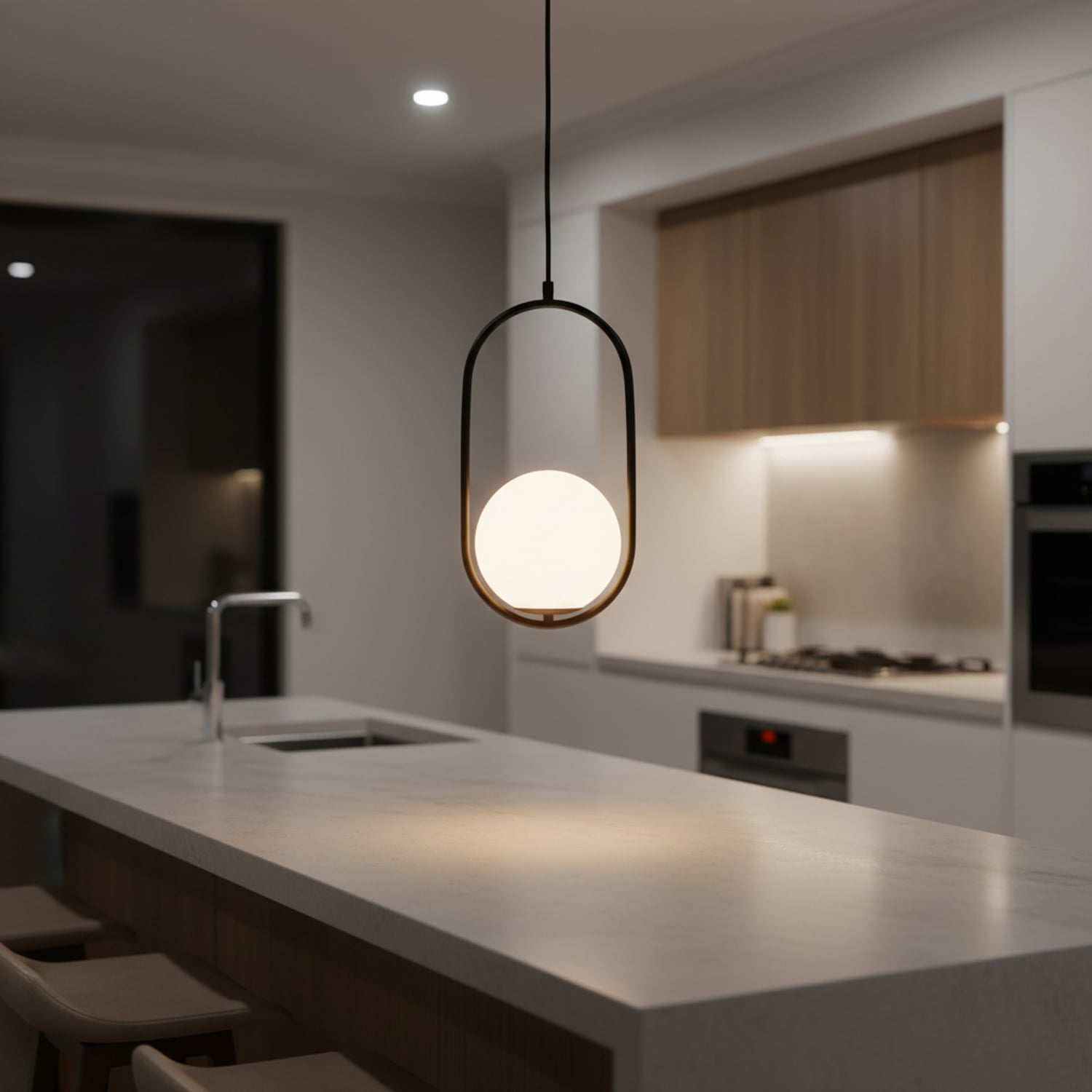 Novato Iron & Opal Glass Pendant Light