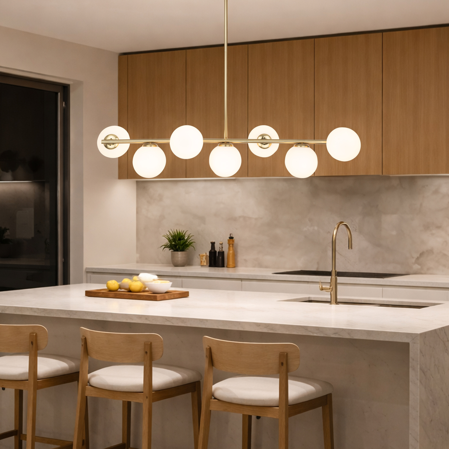 Concord Iron & Opal Glass 7 Light Pendant
