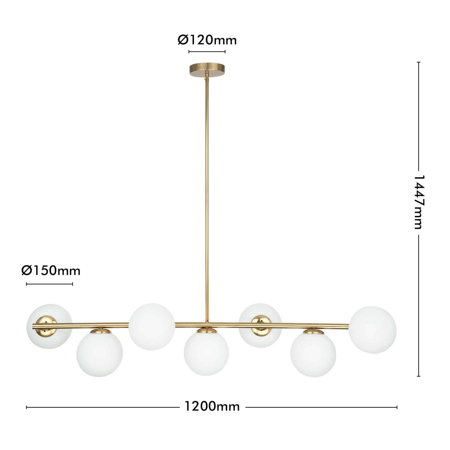 Concord Iron & Opal Glass 7 Light Pendant
