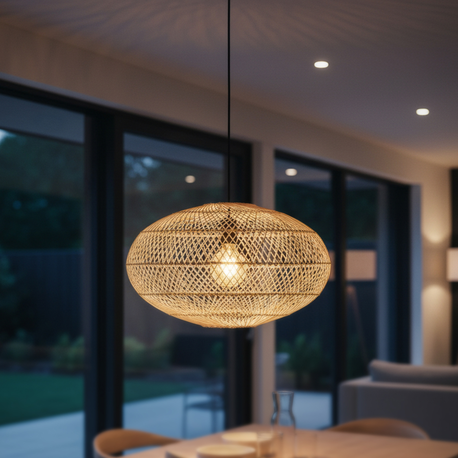 Zivon Steel & Rattan Pendant Light