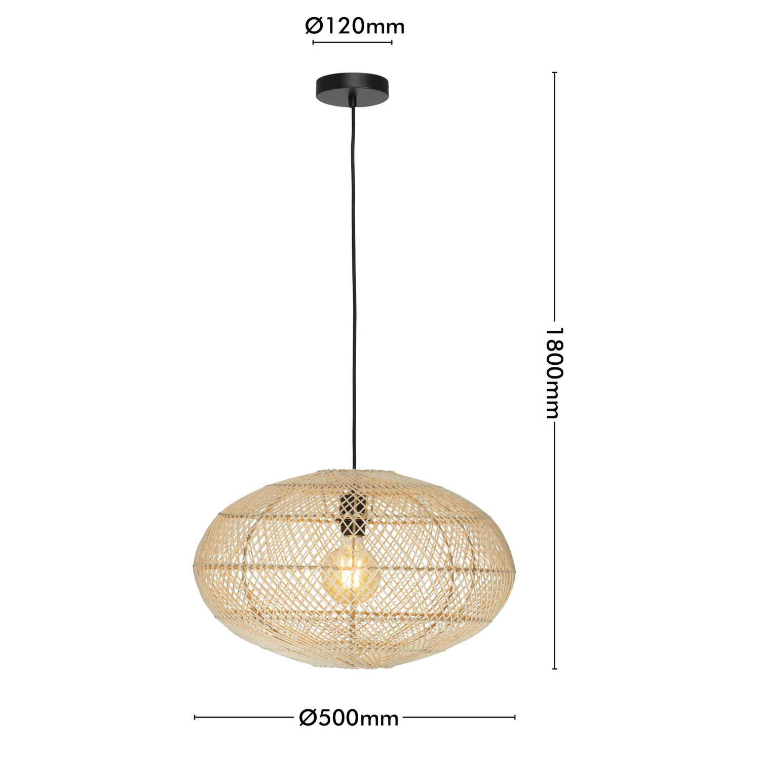 Zivon Steel & Rattan Pendant Light
