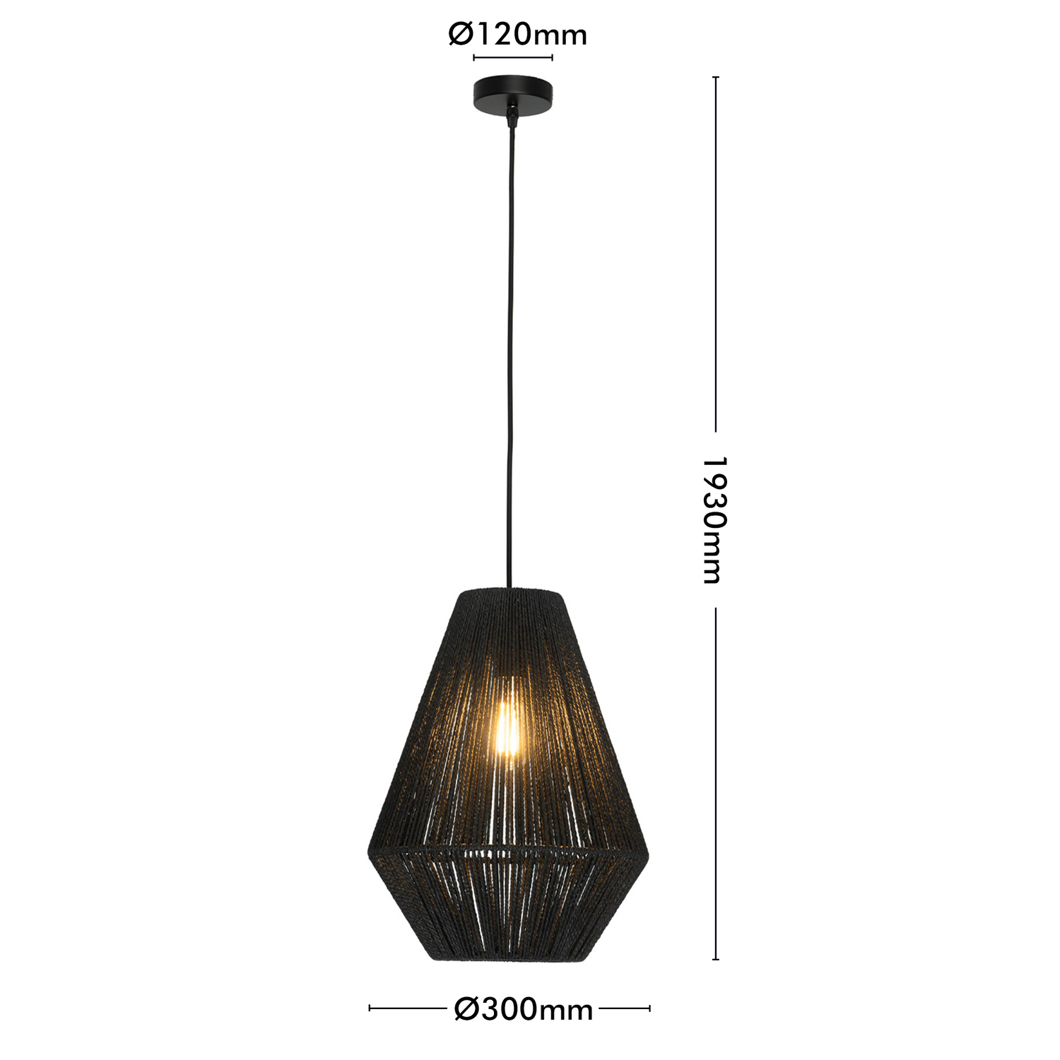 Dayton Steel & Rattan Pendant Light