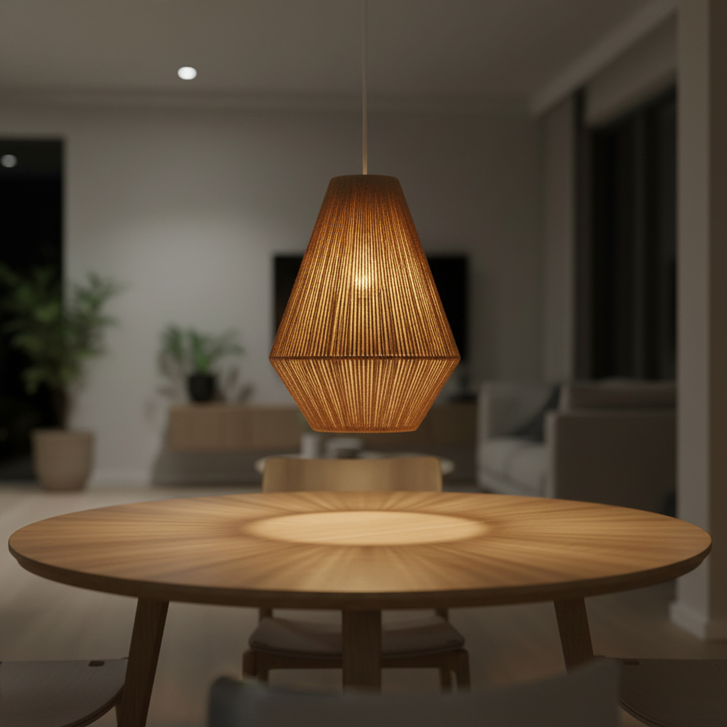 Dayton Steel & Rattan Pendant Light