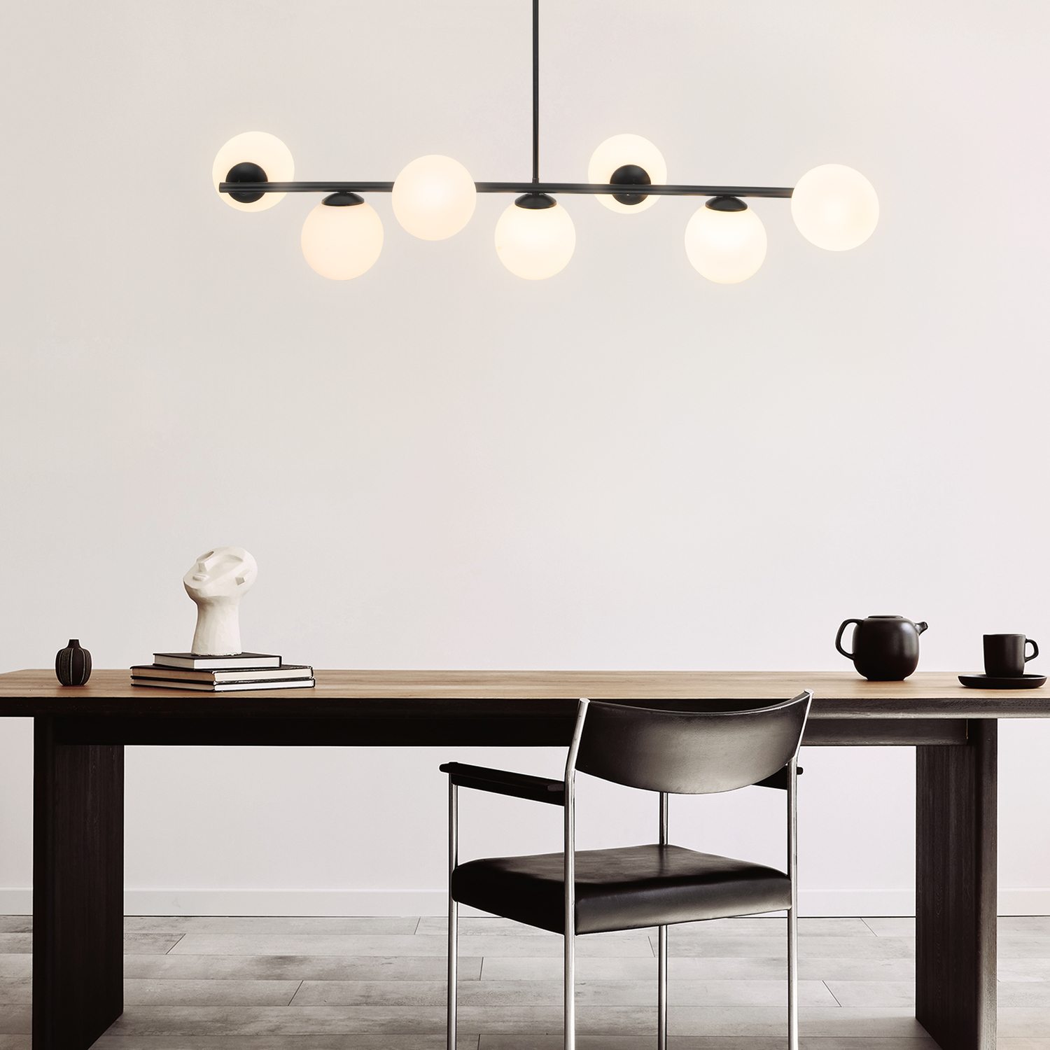 Concord Iron & Opal Glass 7 Light Pendant