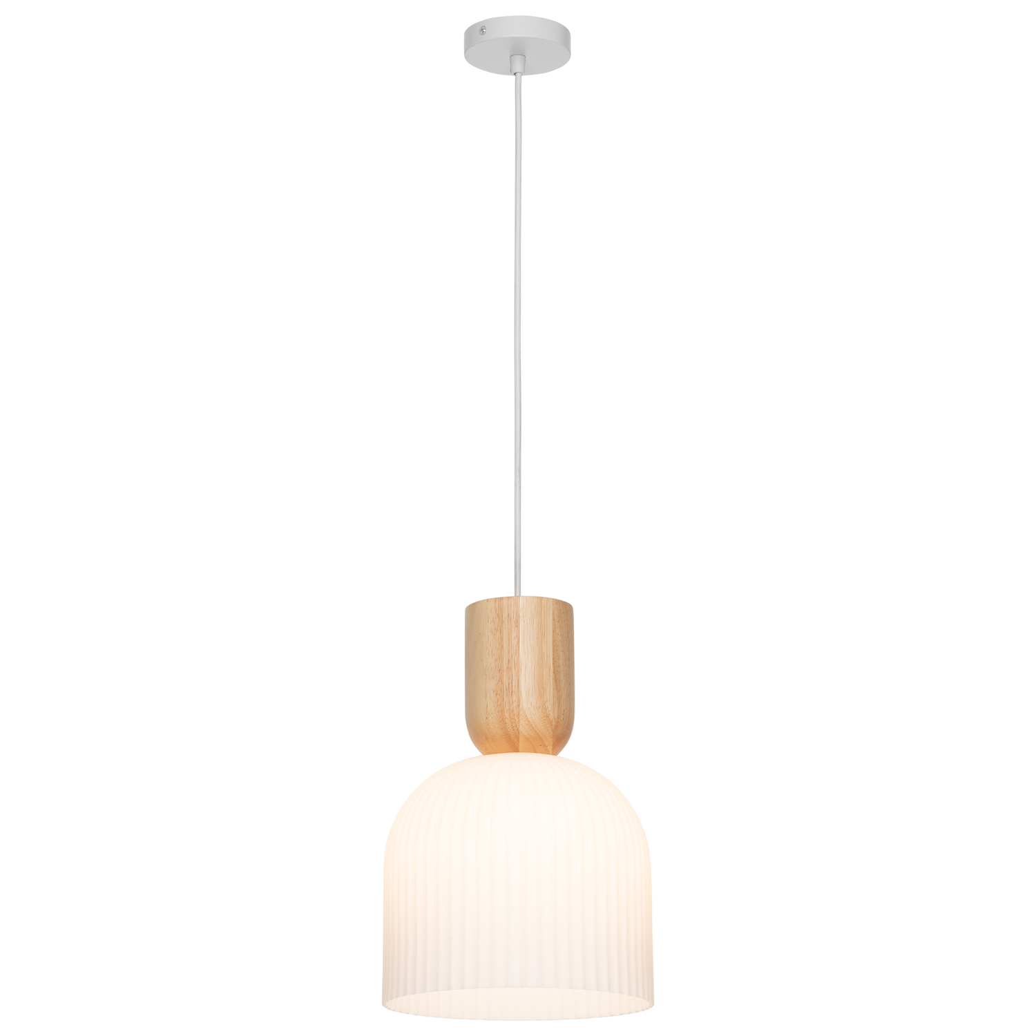 Madison Rubberwood & Glass Pendant Light