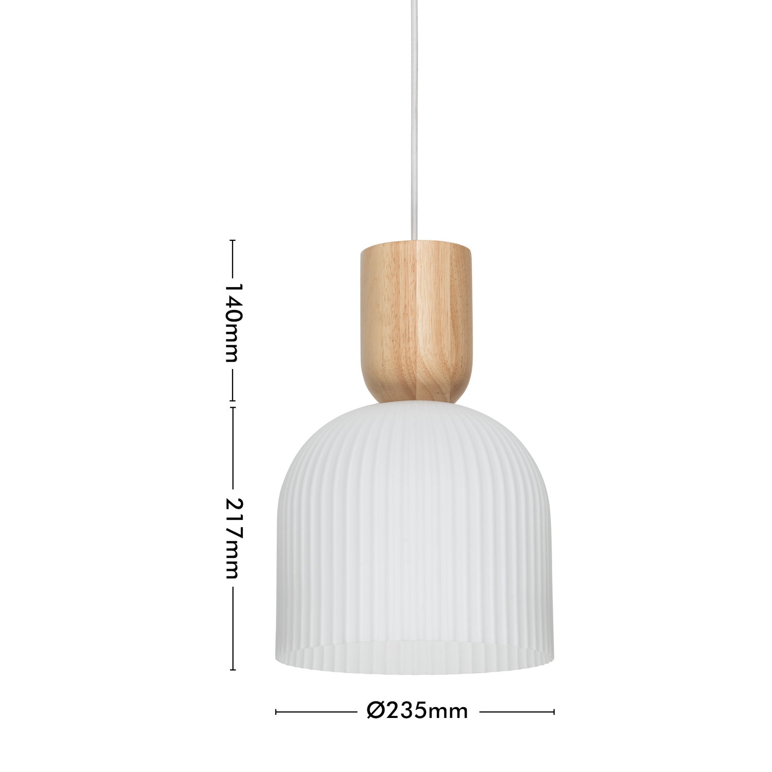 Madison Rubberwood & Glass Pendant Light