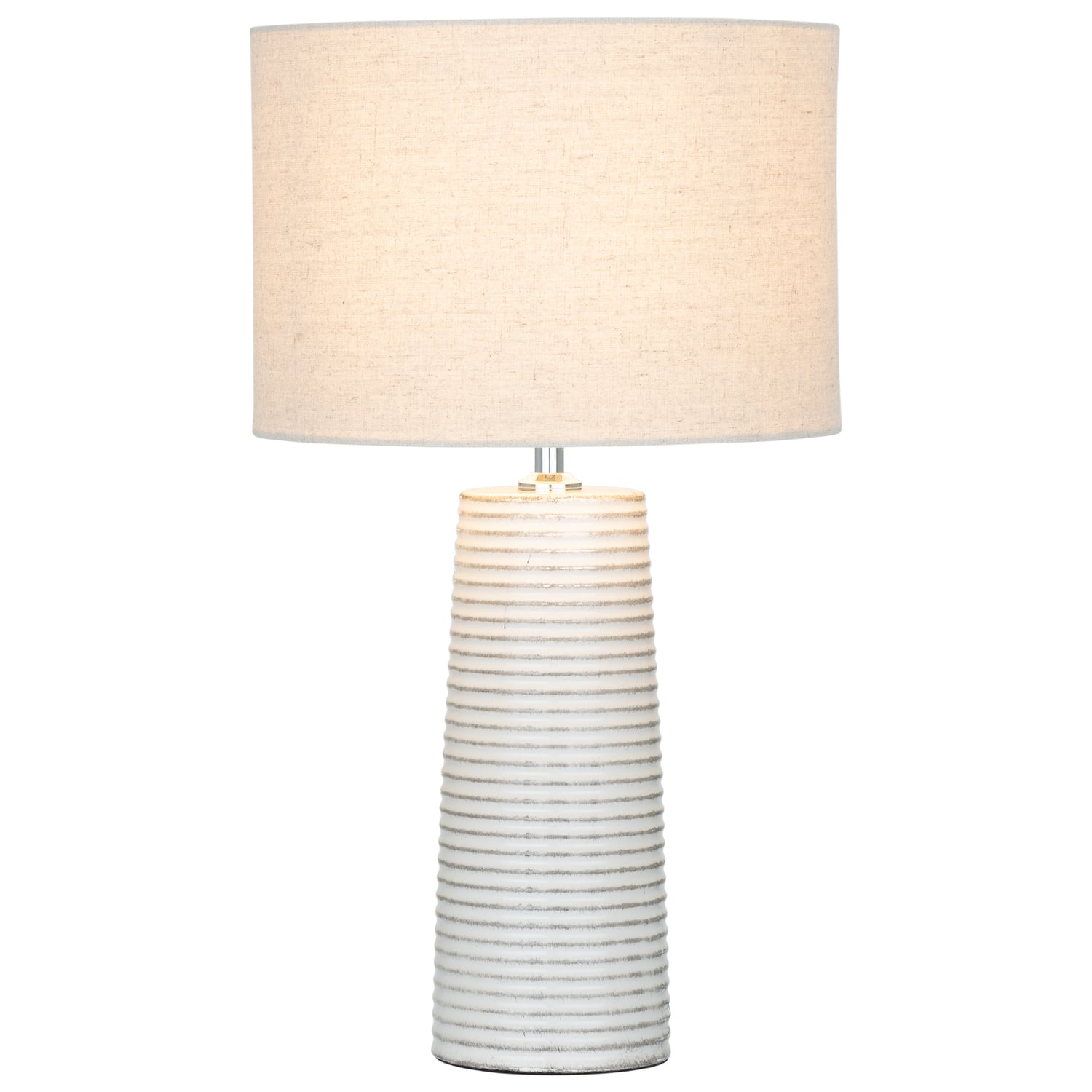 Roche White Ceramic & Linen Table Lamp