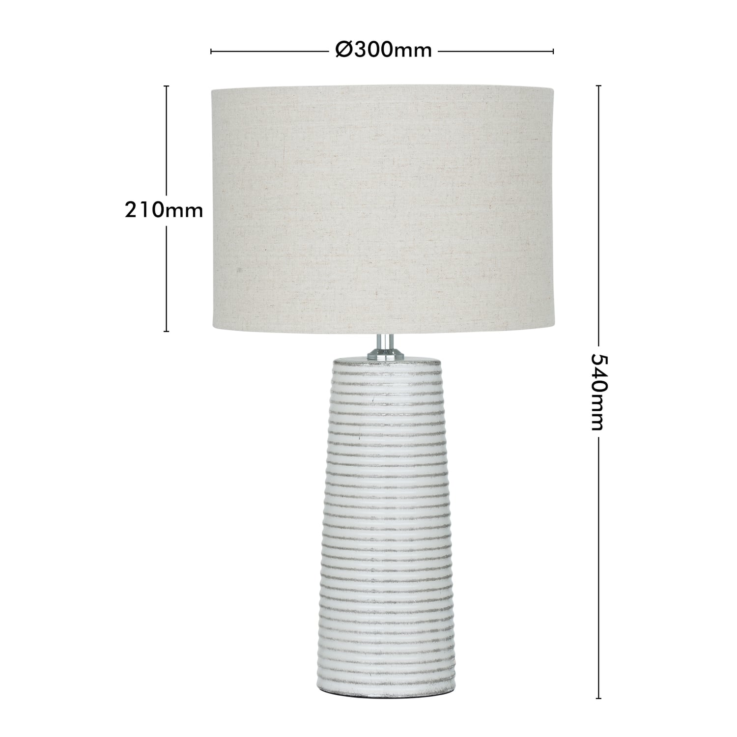 Roche White Ceramic & Linen Table Lamp