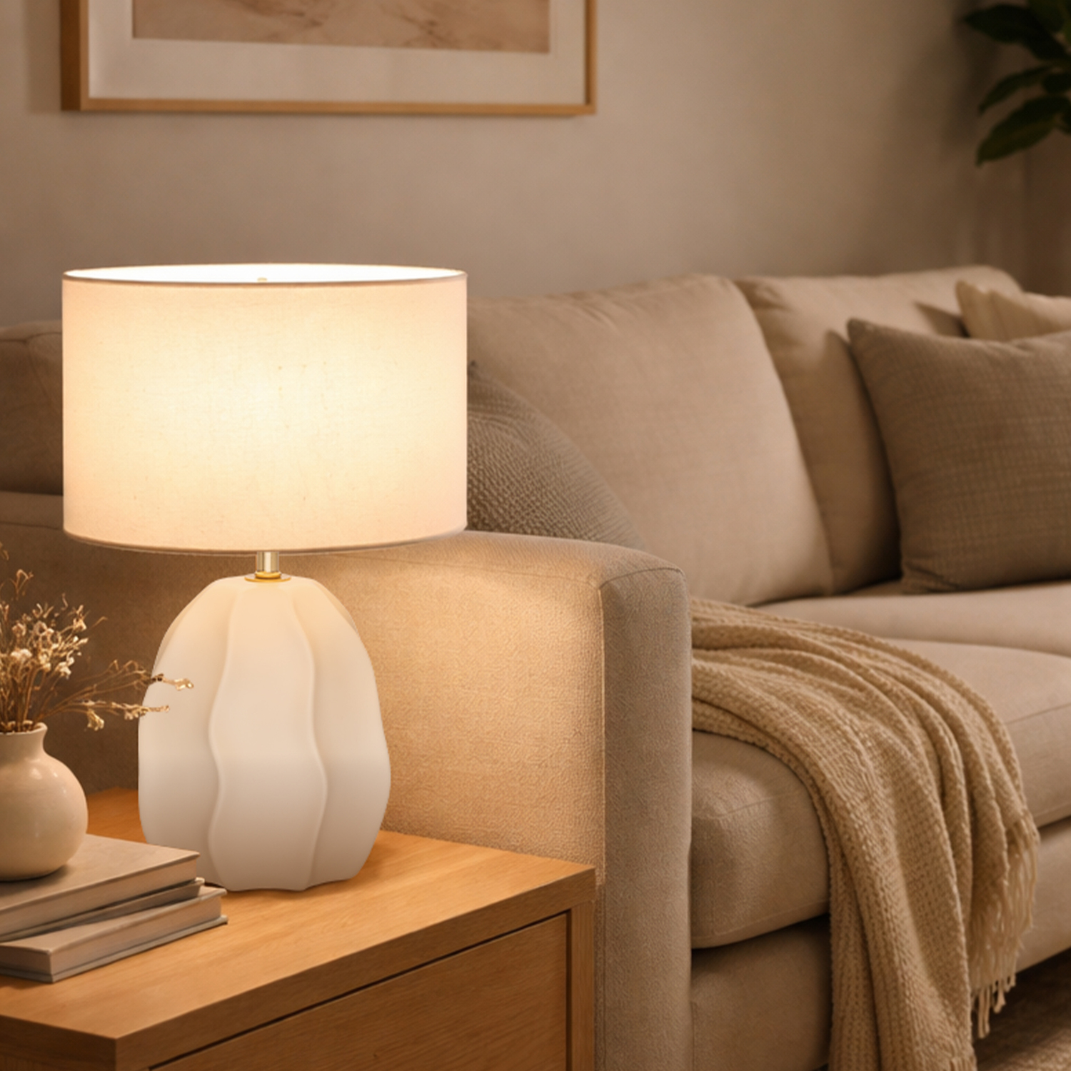 Reverie Ceramic & Linen Table Lamp