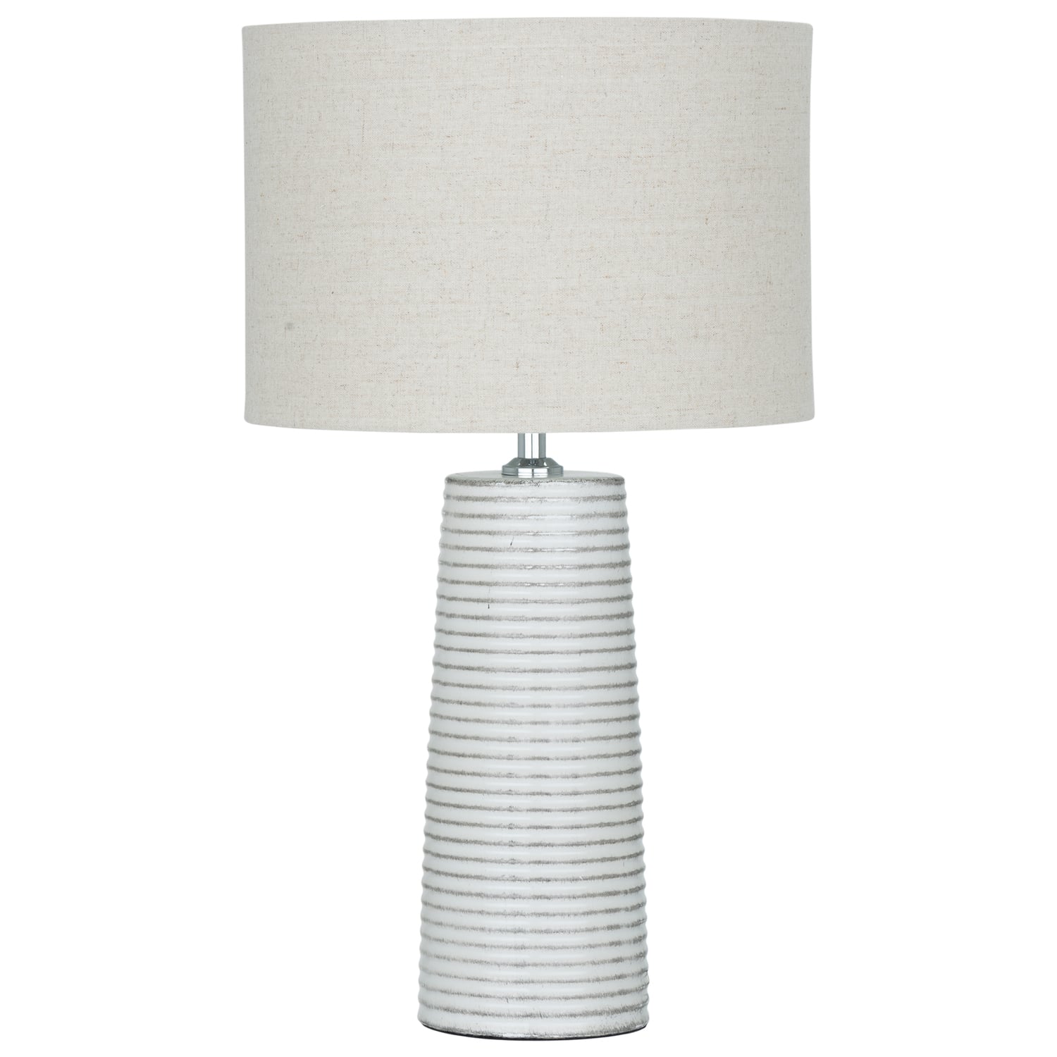 Roche White Ceramic & Linen Table Lamp