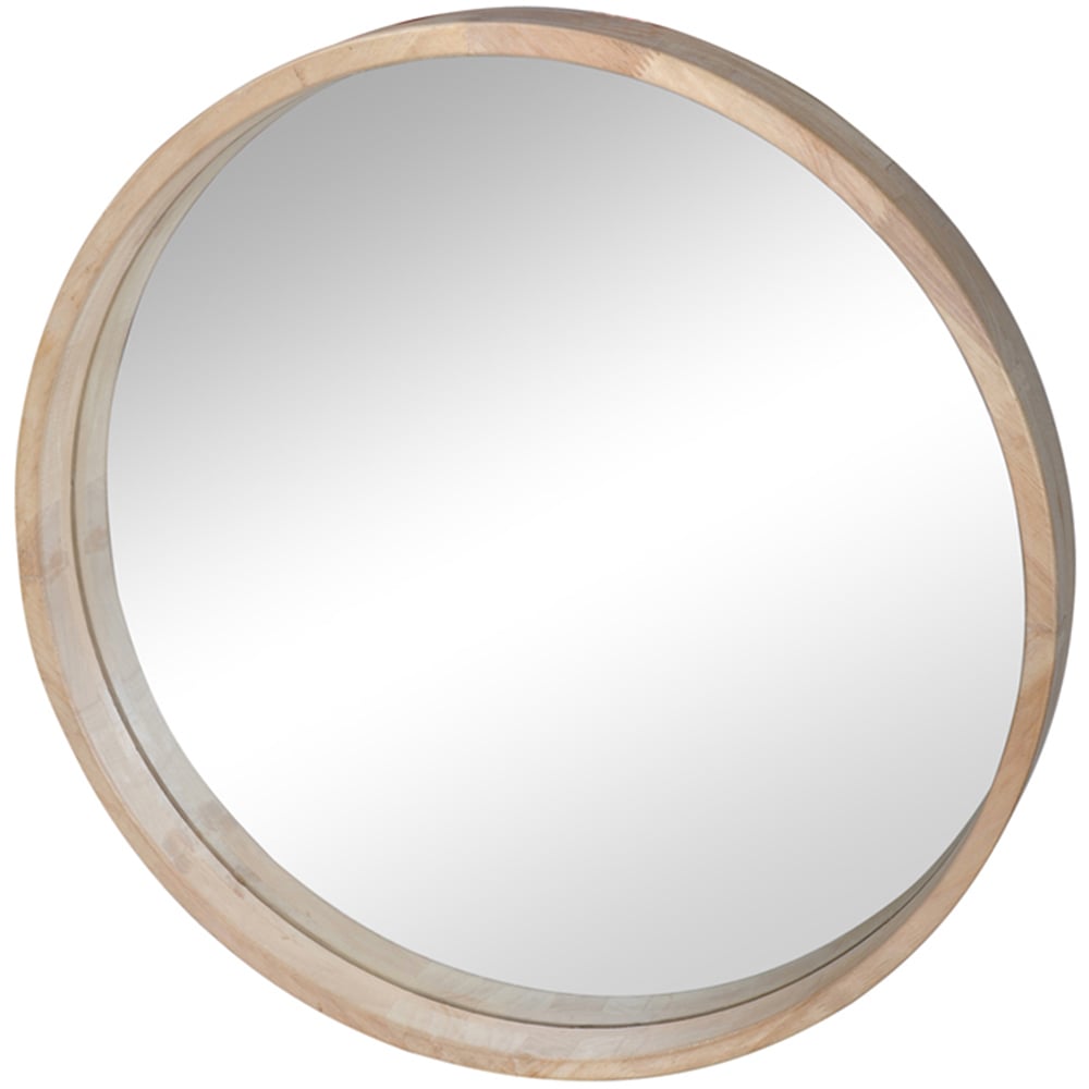 Natural Cooper Round Wooden Wall Mirror