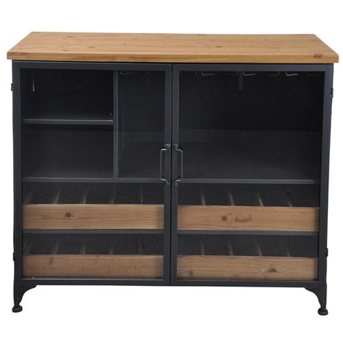 Pavel Metal & Wood Low Wine Cabinet