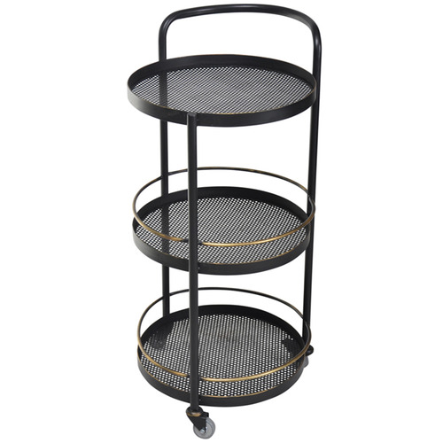 SLH House Black & Brass Jules 3 Tier Round Drinks Trolley | Temple ...