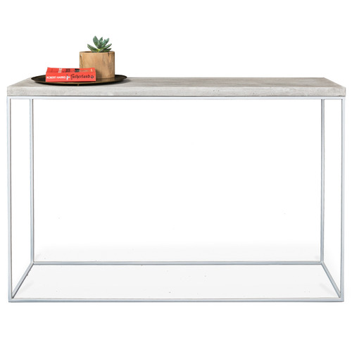 white concrete console table