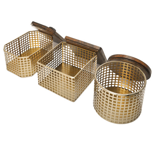 SLH House 3 Piece Brass Storage Box With Lid Set & Reviews Temple