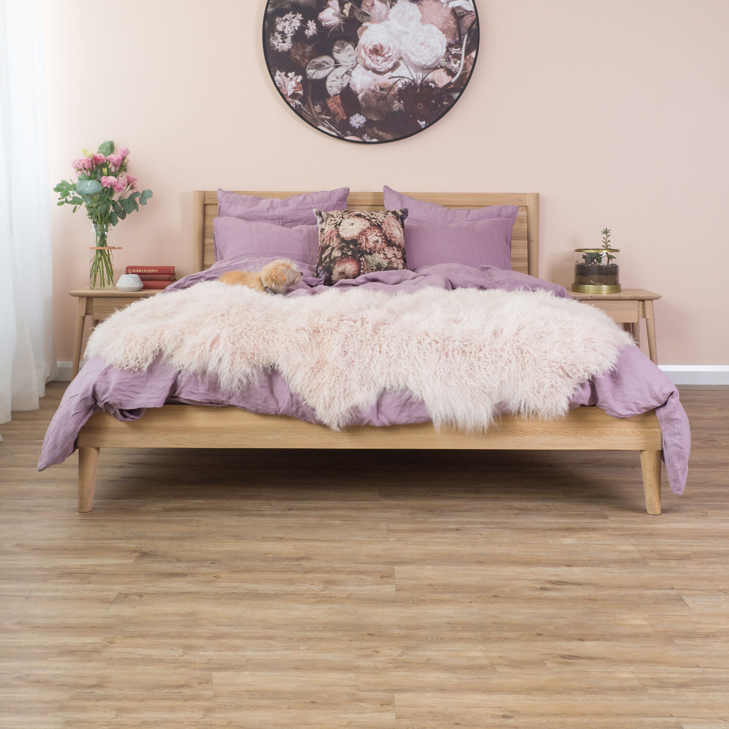 SLH House Natural Vintage European Oak Queen Bed | Temple & Webster