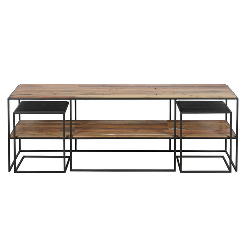 3 Piece Sublime Wooden TV Unit & Side Tables Set