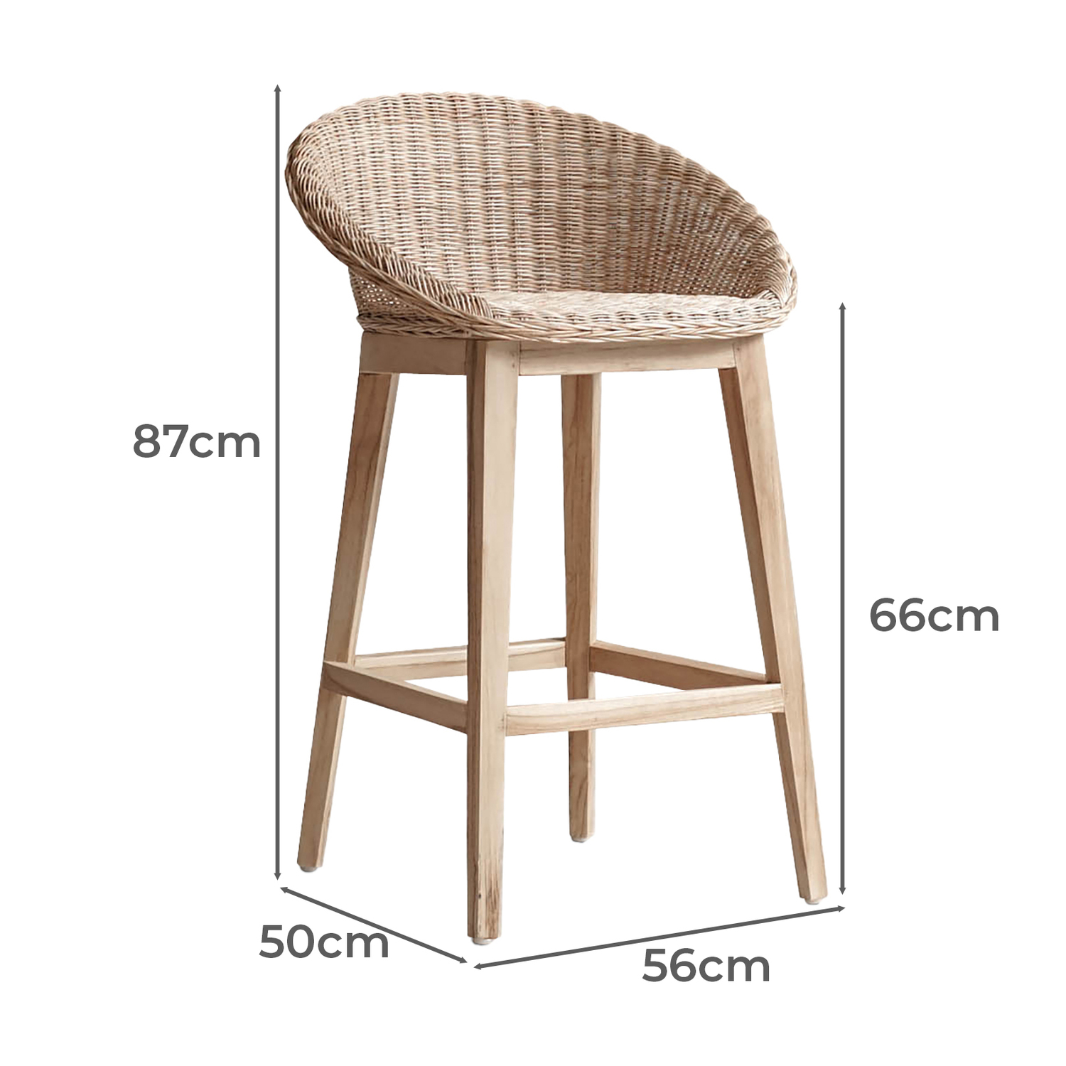 Rogers Teak Wood Counter Stool