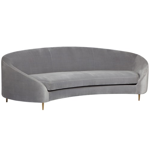 Grey The Hills Curved 3 Seater Velvet Sofa | Temple & Webster