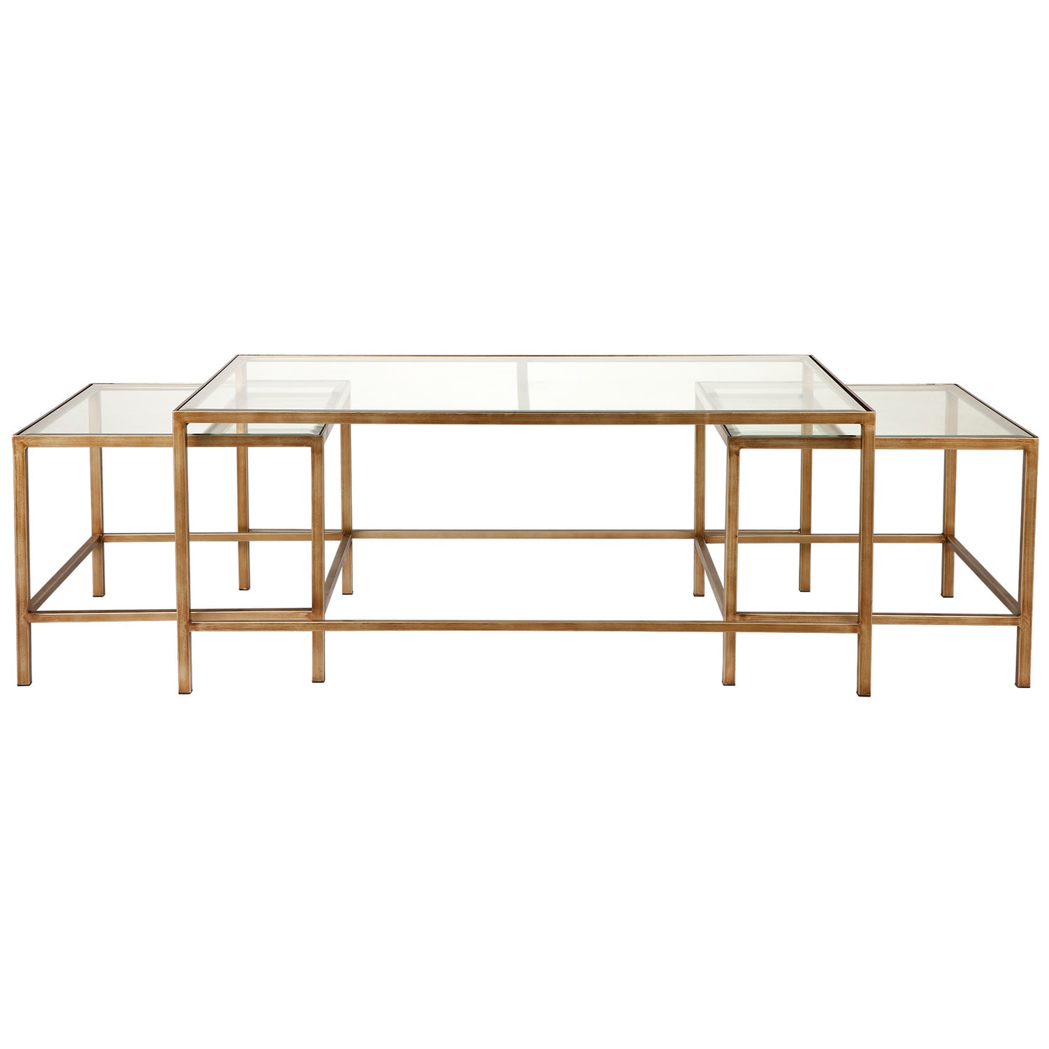3 Piece Charlotte Rectangular Glass-Top Nesting Coffee Table Set