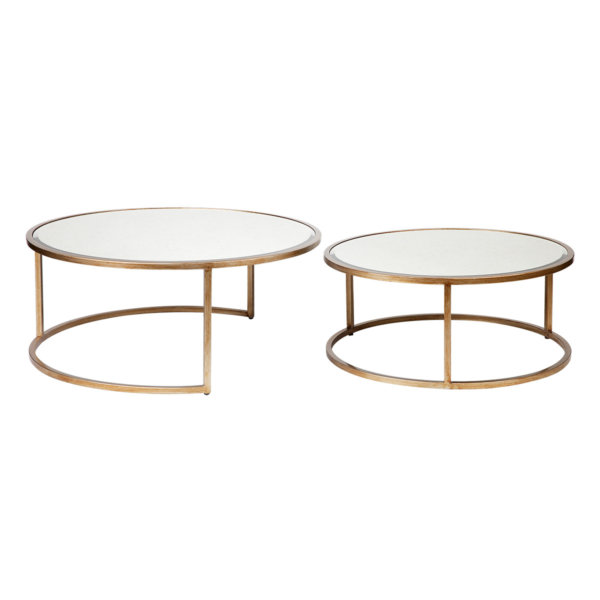 2 Piece Stella Mirror-Top Nesting Coffee Table Set