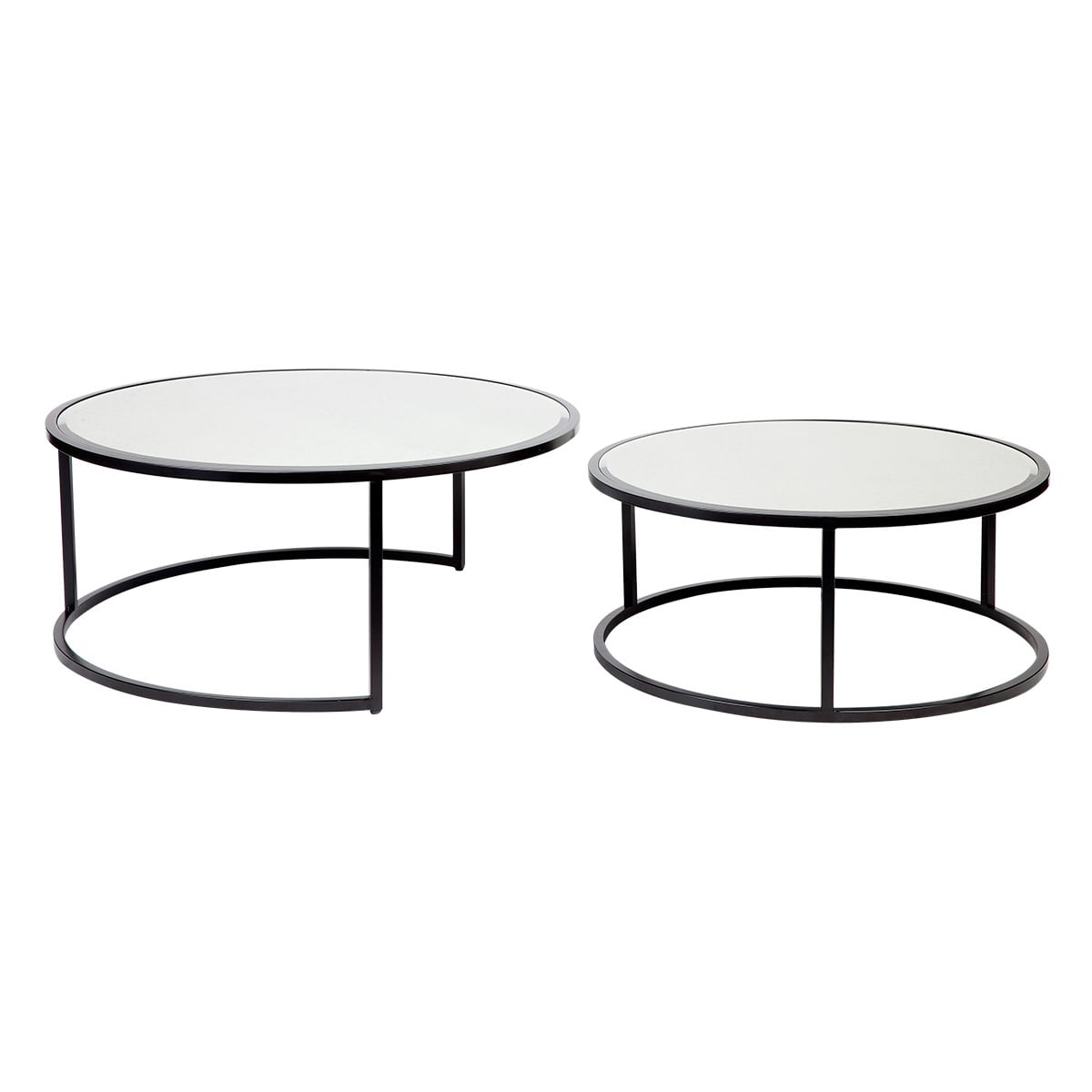 2 Piece Stella Mirror-Top Nesting Coffee Table Set