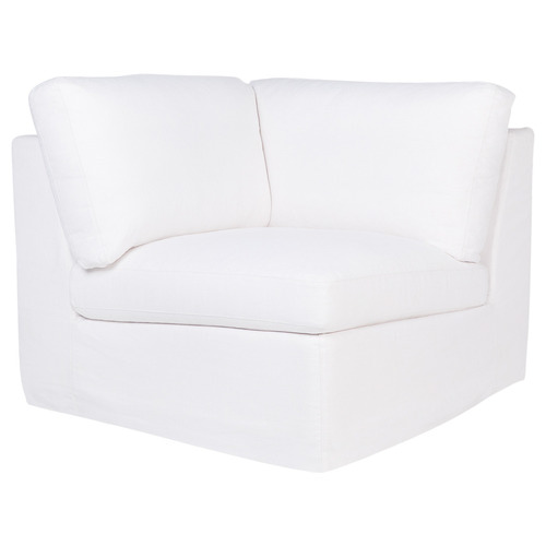 White Cohen Linen-Blend Slipcover Corner Seat Chair