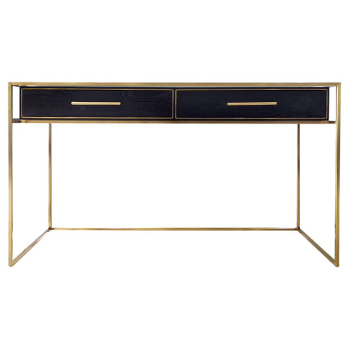 glass and gold writing desk