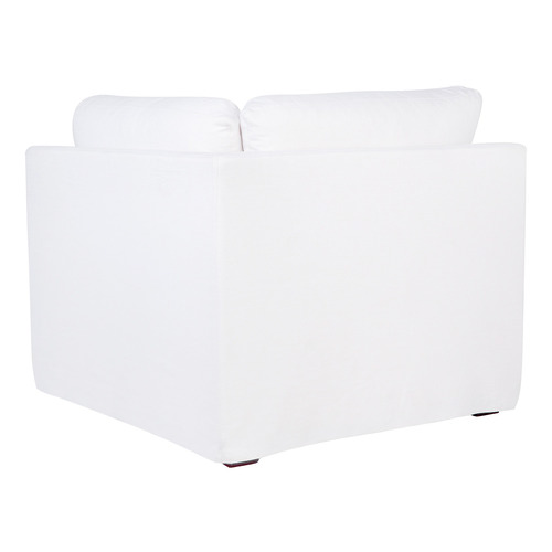 White Cohen Linen-Blend Slipcover Corner Seat Chair