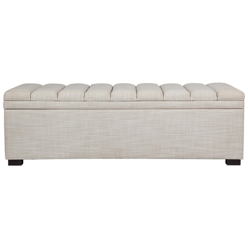 Off-White Pelee Upholstered Storage Ottoman