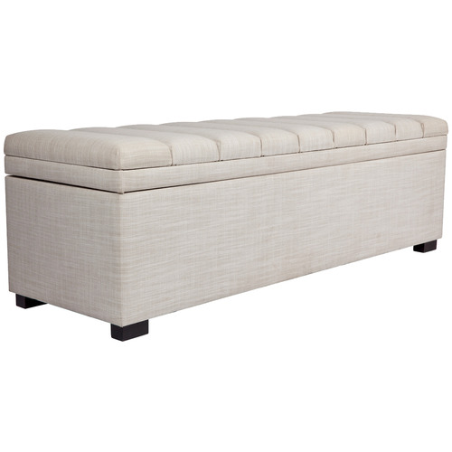 Off-White Pelee Upholstered Storage Ottoman