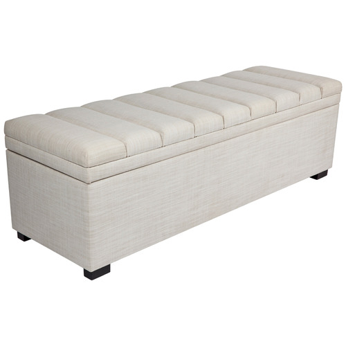 Off-White Pelee Upholstered Storage Ottoman