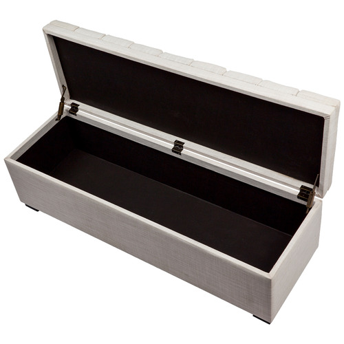 Off-White Pelee Upholstered Storage Ottoman