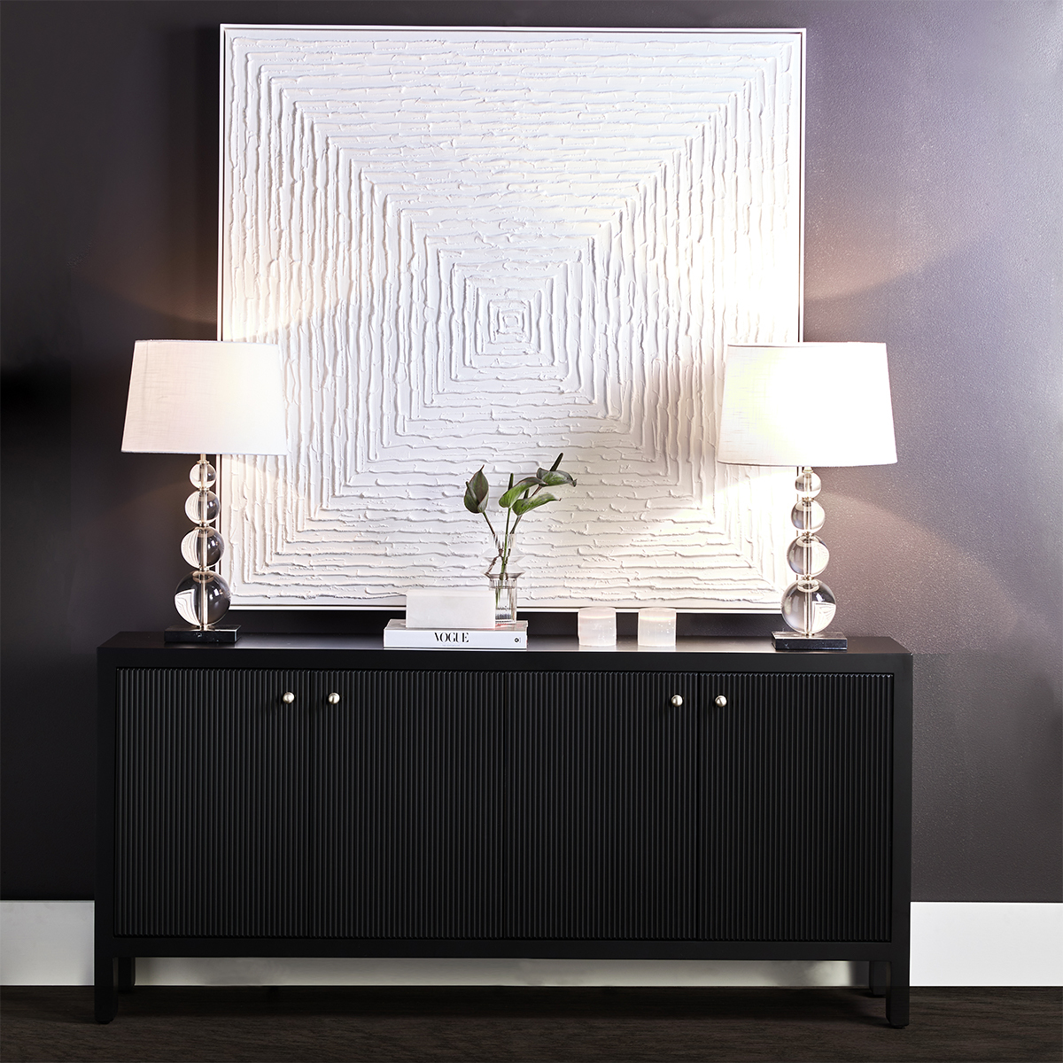 White Vortex Hand-Painted Framed Canvas Wall Art