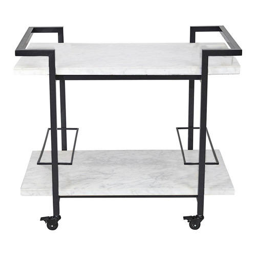 White and Black Franklin Marble Bar Cart