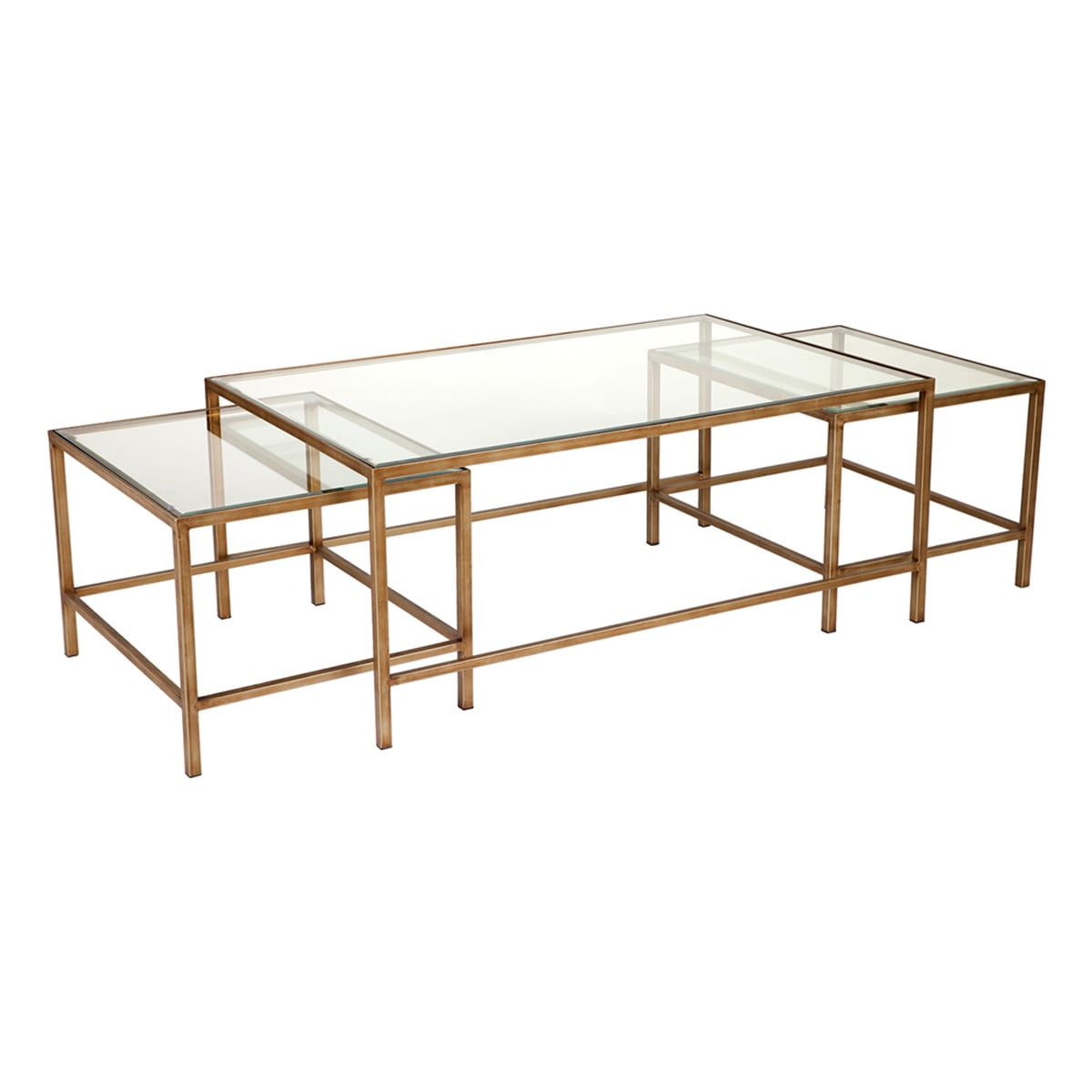 3 Piece Charlotte Rectangular Glass-Top Nesting Table Set